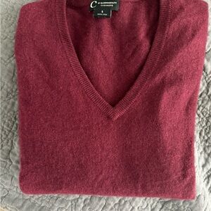 Bloomingdale's Women's V-Neck Cashmere Sweater - Burgundy
